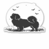 Tibetan Spaniel Dog � Halloween Moon Silhouette Ov Aufkleber (Vorderseite)