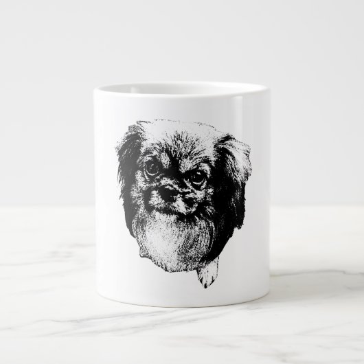 Tibetan Spaniel Dog Mug – Ink Style Portrait Jumbo-Tasse (Vorderseite)