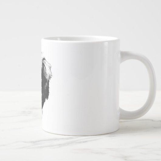Tibetan Spaniel Dog Mug – Ink Style Portrait Jumbo-Tasse (Rechts)