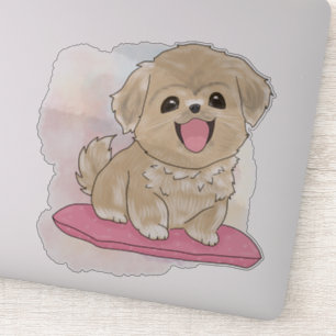 Tibetan Spaniel dog watercolor Aufkleber