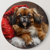 Tibetan Spaniel Dog Weihnachtsfest Button (Vorderseite)