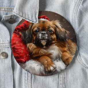 Tibetan Spaniel Dog Weihnachtsfest Button