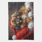 Tibetan Spaniel Dog Weihnachtsfest Geschirrtuch (Vertikal)