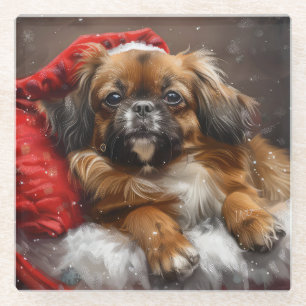 Tibetan Spaniel Dog Weihnachtsfest Glasuntersetzer