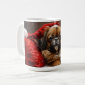 Tibetan Spaniel Dog Weihnachtsfest Kaffeetasse (Vorderseite Links)
