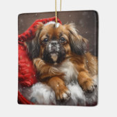 Tibetan Spaniel Dog Weihnachtsfest Keramikornament (Links)