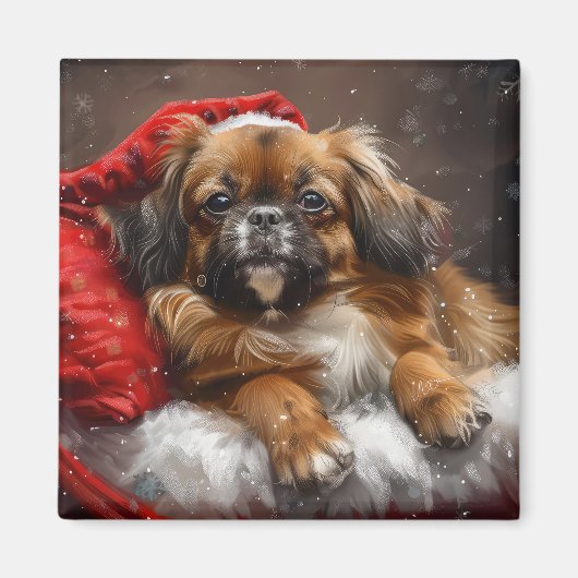 Tibetan Spaniel Dog Weihnachtsfest Magnet (Vorne)