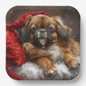Tibetan Spaniel Dog Weihnachtsfest Pappteller (Vorderseite)