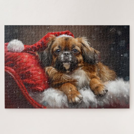 Tibetan Spaniel Dog Weihnachtsfest Puzzle (Horizontal)