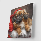 Tibetan Spaniel Dog Weihnachtsfest Quadratische Wanduhr (Winkel)