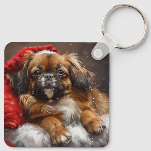 Tibetan Spaniel Dog Weihnachtsfest Schlüsselanhänger (Rückseite)