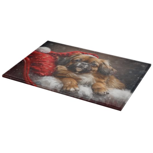 Tibetan Spaniel Dog Weihnachtsfest Schneidebrett (Ecke)