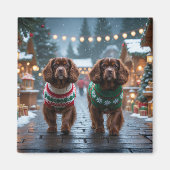 Tibetan Spaniel Dogs Christmas Snow Holiday Magnet (Vorne)