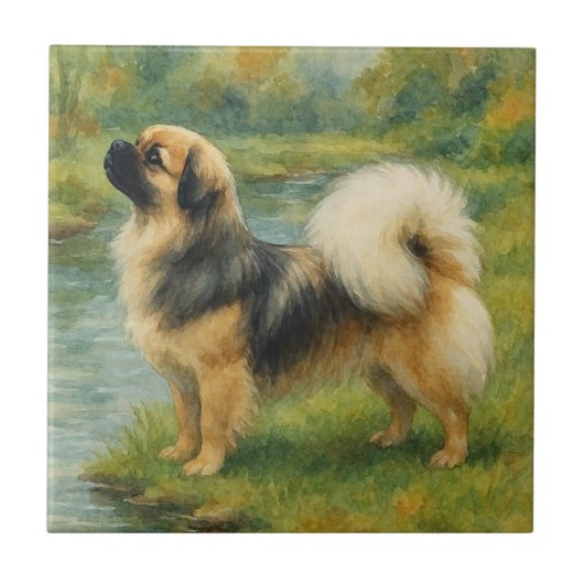 Tibetan Spaniel Fliese (Vorderseite)