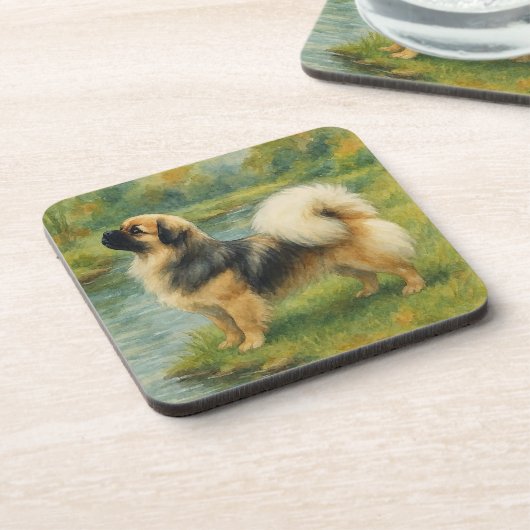 Tibetan Spaniel Getränkeuntersetzer (Linke Seite)