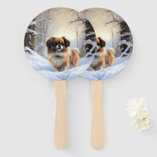 Tibetan Spaniel Lass es schneien Weihnachten  Fächer