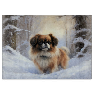 Tibetan Spaniel Lass es schneien Weihnachten Schneidebrett
