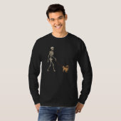 Tibetan Spaniel Skeleton Dog Walking Halloween Dog T-Shirt (Vorne ganz)