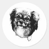 Tibetan Spaniel Sticker – Calm Ink Portrait (Vorderseite)