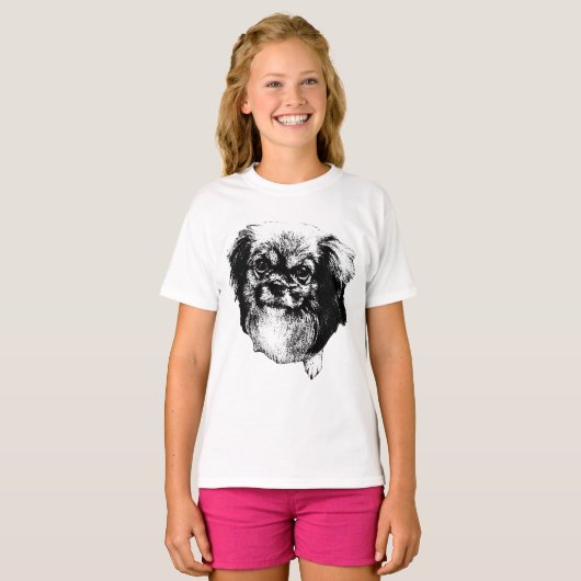 Tibetan Spaniel Tee – Calm Ink Dog Face (Vorne ganz)