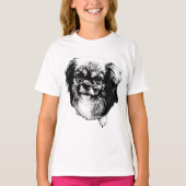 Tibetan Spaniel Tee – Calm Ink Dog Face (Vorderseite)