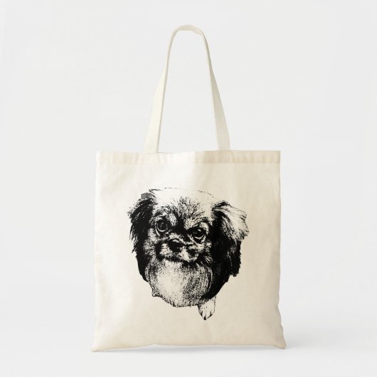 Tibetan Spaniel Tote – Ink Dog Portrait Art Tragetasche (Vorne)