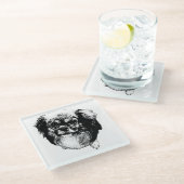 Tibetan Spaniel Untersetzer – Monochrome Hundekuns (Schrägansicht)