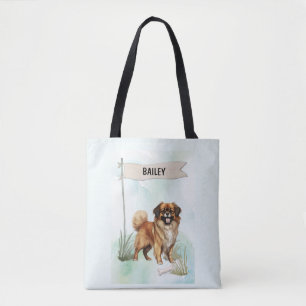 Tibetan Spaniel Wasserfarben Personalisierter Hund Tasche
