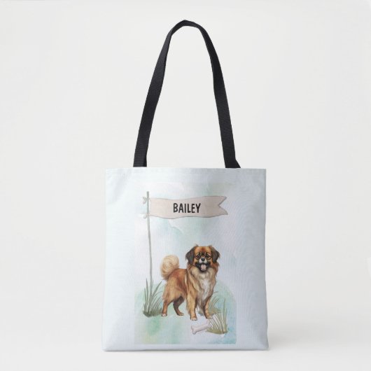 Tibetan Spaniel Wasserfarben Personalisierter Hund Tasche (Vorderseite)