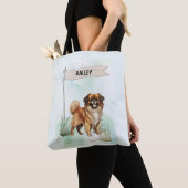 Tibetan Spaniel Wasserfarben Personalisierter Hund Tasche (Von Nahem)