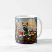 Tibetan Terrier Christmas Boat Holiday Kaffeetasse (VorderseiteRechts)