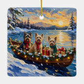 Tibetan Terrier Christmas Boat Holiday Keramikornament (Rückseite)