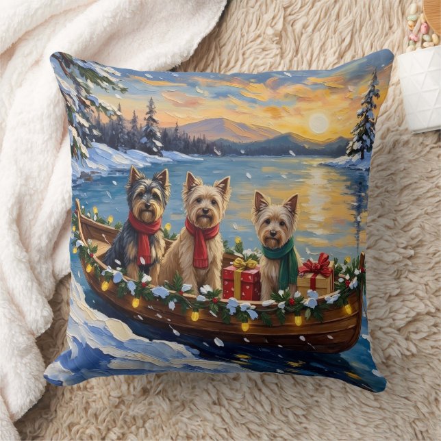 Tibetan Terrier Christmas Boat Holiday Kissen (Decke)
