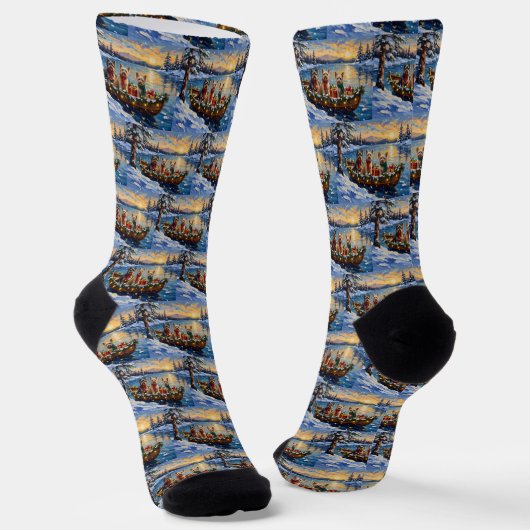Tibetan Terrier Christmas Boat Holiday Socken (Gewinkelt)