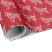 Tibetan Terrier Christmas Dog Silhouette Red Geschenkpapier (Rolleneckpunkt)