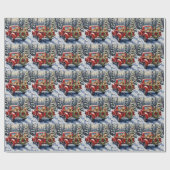 Tibetan Terrier Christmas Red Truck Holiday Geschenkpapier (Flach)