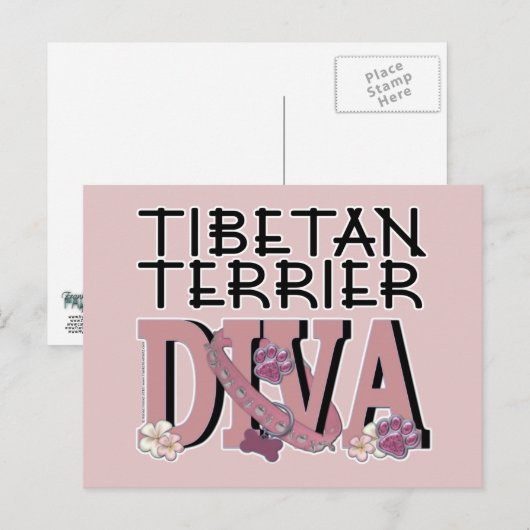 Tibetan Terrier DIVA Postkarte (Vorne/Hinten)