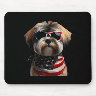 Tibetan Terrier Dog 4. Juli American Independe Mousepad