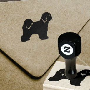Tibetan Terrier Dog Breed Silhouette Gummistempel