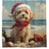Tibetan Terrier Dog Christmas Vintag Beach Duschvorhang (Vorderseite)