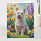 Tibetan Terrier Dog Frühlingsblumen Malerei Karte (Vorderseite)