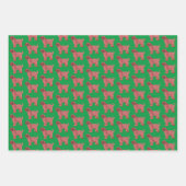 Tibetan Terrier Dog Silhouette Green Merry Woofmas Geschenkpapier Set (Vorderseite 3)