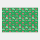 Tibetan Terrier Dog Silhouette Green Merry Woofmas Geschenkpapier Set (Vorderseite)