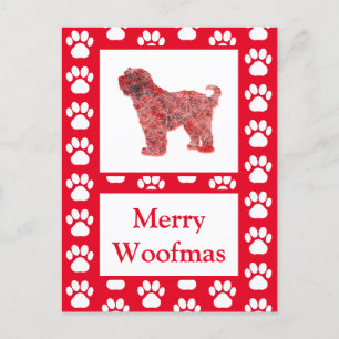 Tibetan Terrier Dog Silhouette Red Frohe Weihnacht Postkarte