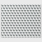 Tibetan Terrier Dog Silhouette Y&B Grid White Gift Geschenkpapier (Flach)