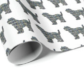 Tibetan Terrier Dog Silhouette Y&B Grid White Gift Geschenkpapier (Rolleneckpunkt)