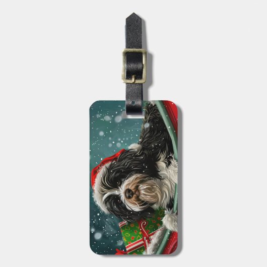 Tibetan Terrier Dog Weihnachtsfest Gepäckanhänger (Vorderseite vertikal)