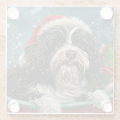 Tibetan Terrier Dog Weihnachtsfest Glasuntersetzer (Rückseite)
