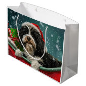 Tibetan Terrier Dog Weihnachtsfest Große Geschenktüte (Rückseite Schrägansicht)