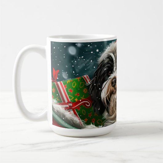 Tibetan Terrier Dog Weihnachtsfest Kaffeetasse (Links)